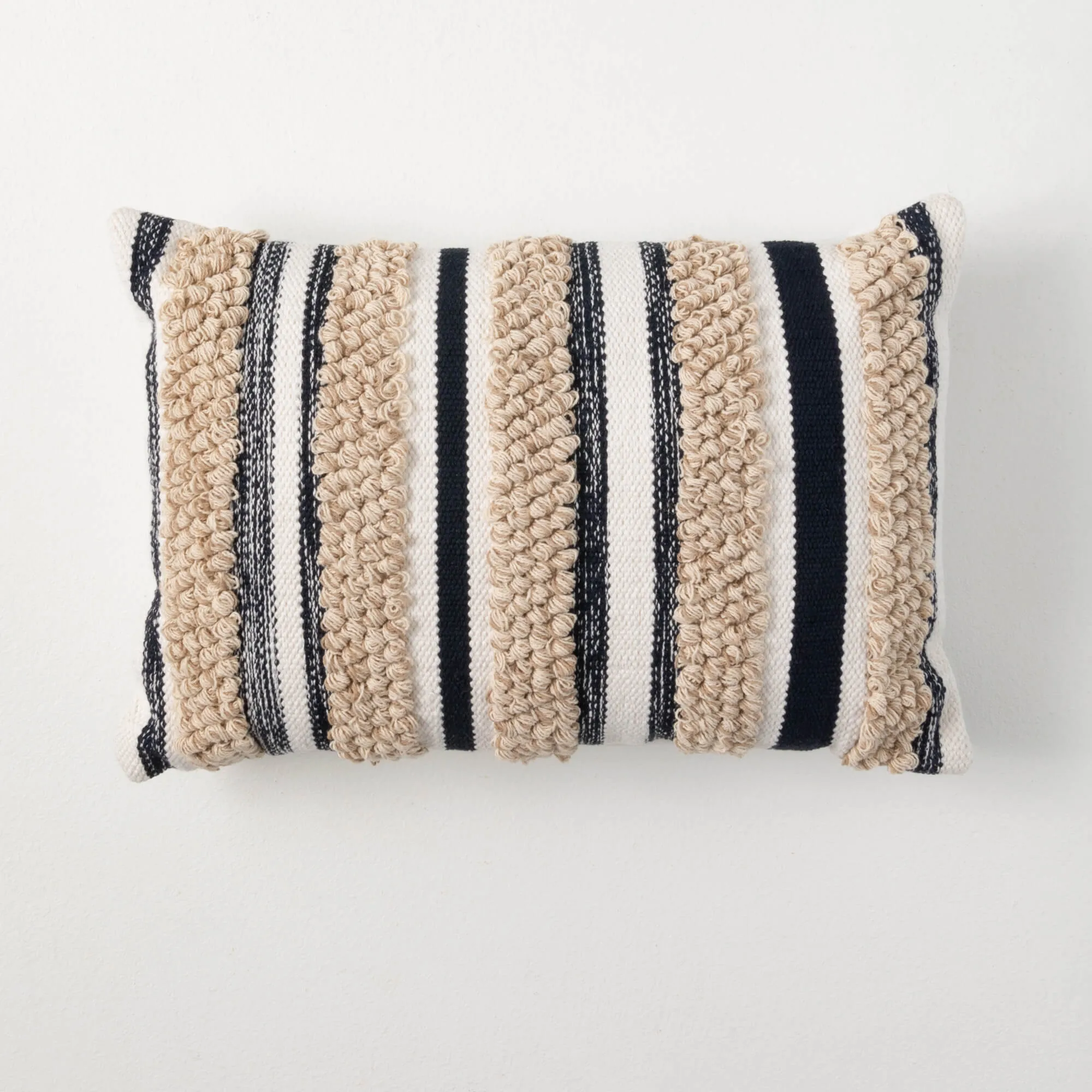 13"H Sullivans Khaki Indigo Stripe Pillow, Multicolored