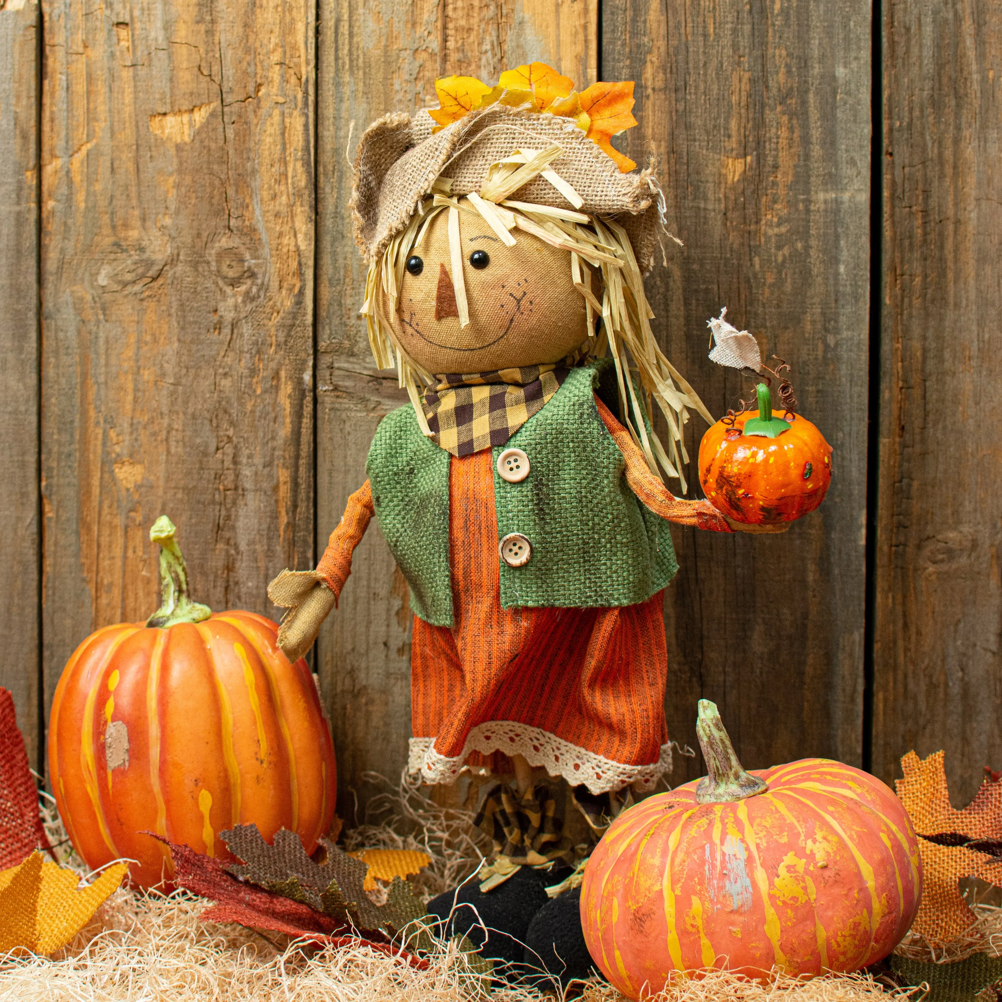 19" Standing Scarecrow Decoration: Girl