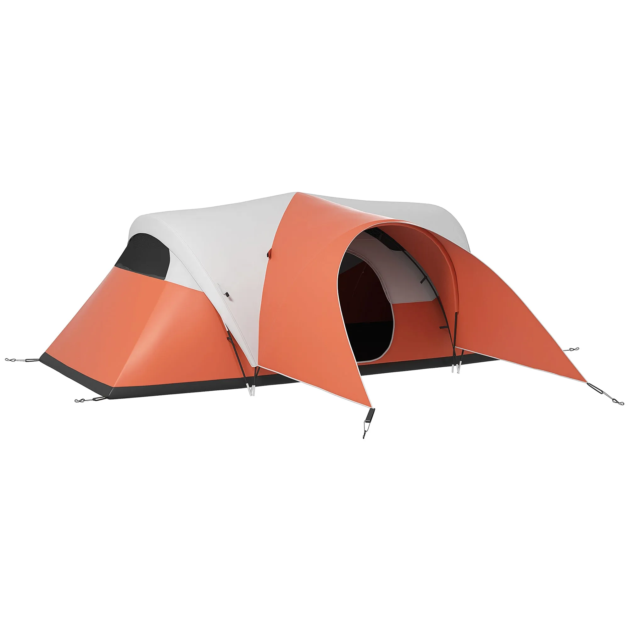 3000mm Waterproof Camping Tent for 5-6 Man, Family Tent with Porch and Sewn in Groundsheet, Portable with Bag, Orange