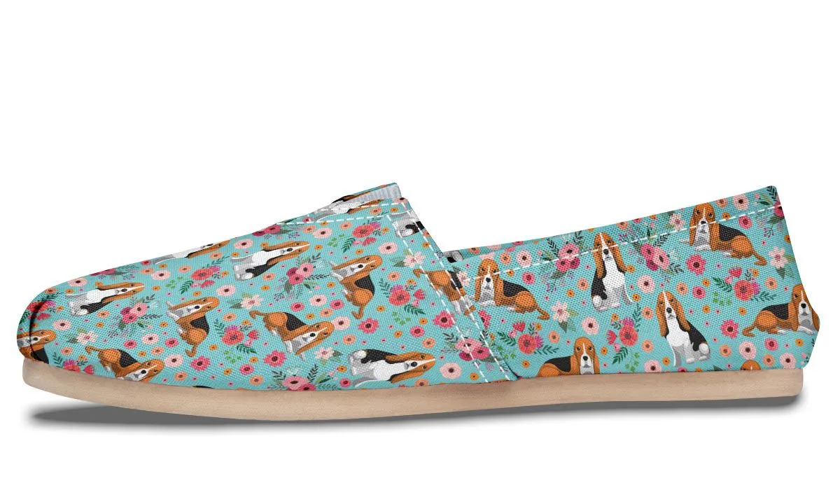 Basset Hound Flower Casual Shoes