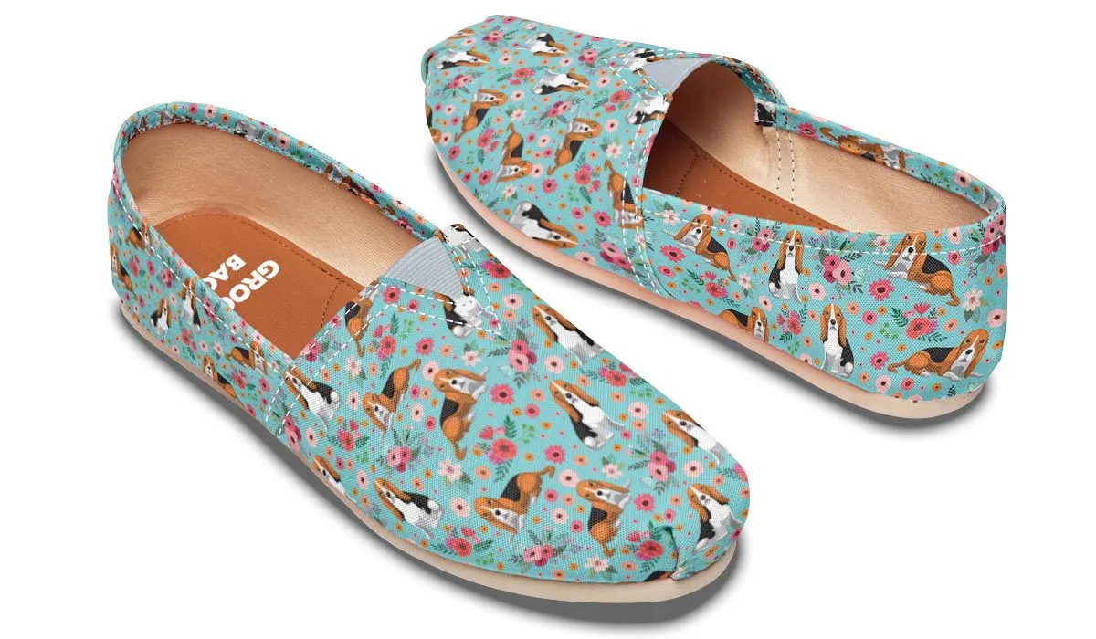 Basset Hound Flower Casual Shoes