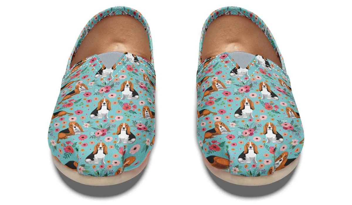 Basset Hound Flower Casual Shoes