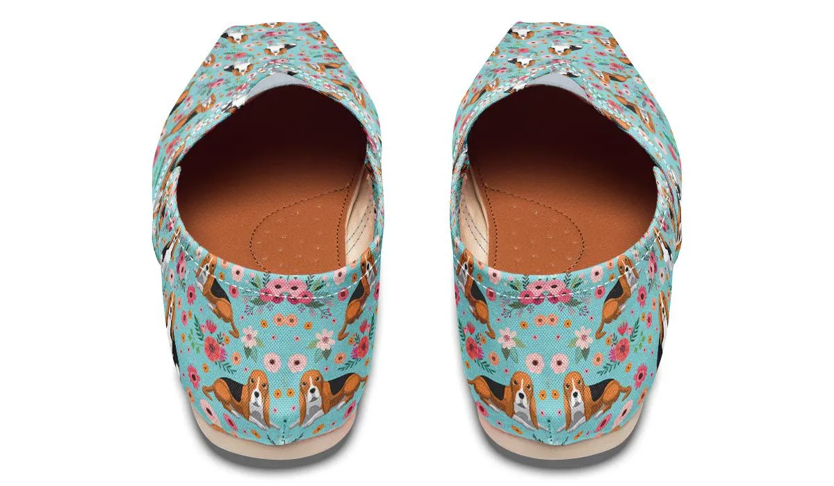 Basset Hound Flower Casual Shoes