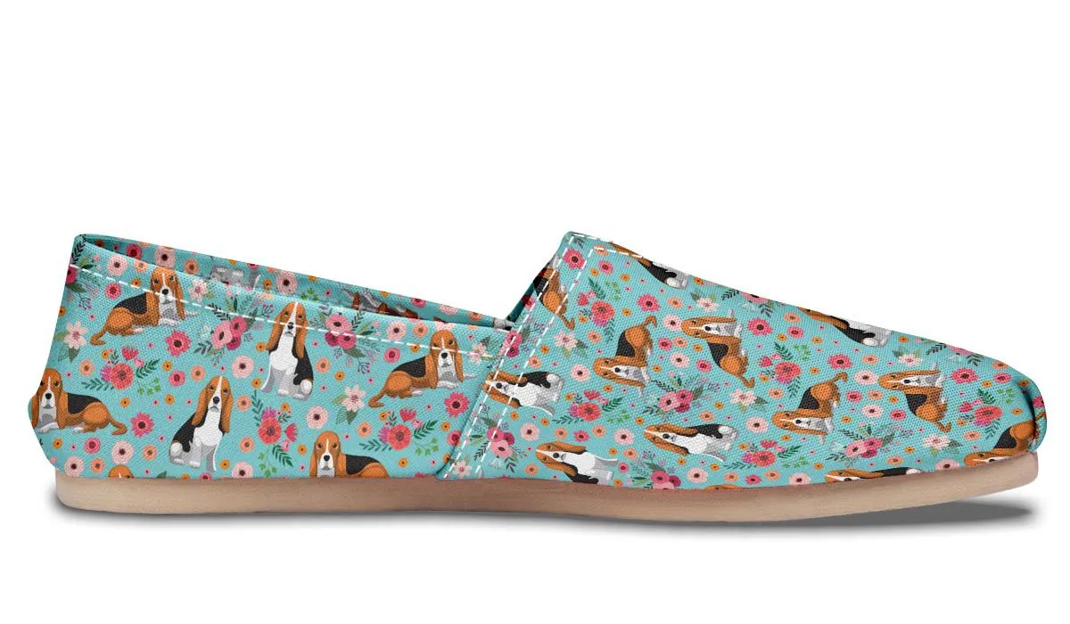Basset Hound Flower Casual Shoes