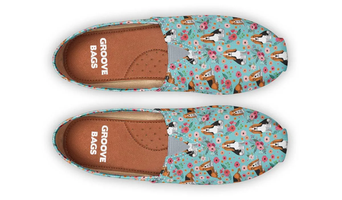 Basset Hound Flower Casual Shoes