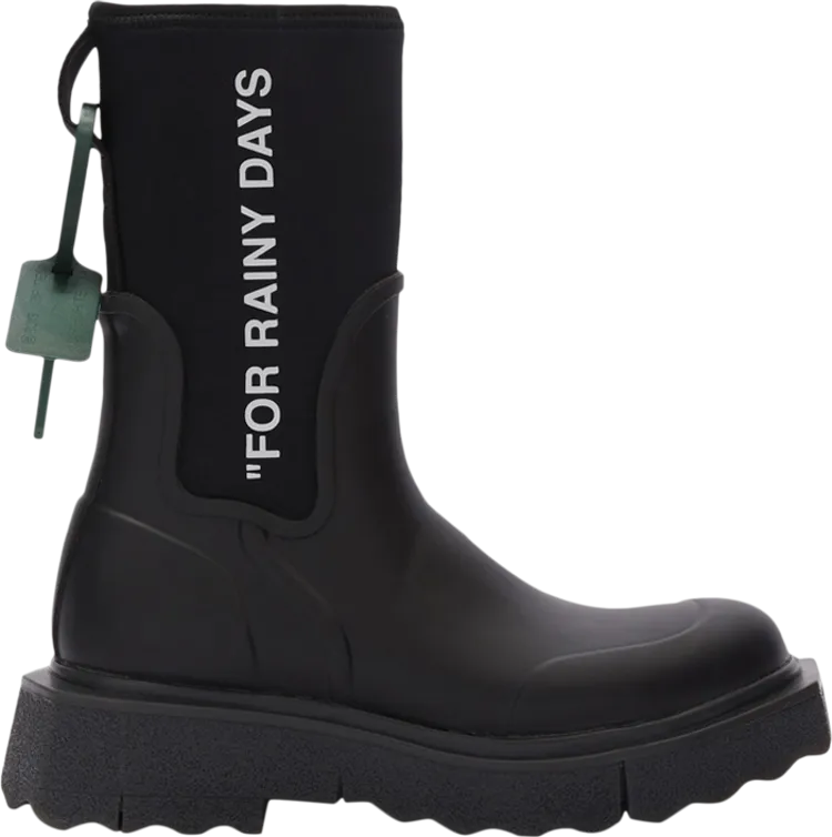Boots Off-White Wmns Sponge Rubber Rain Boot For Rainy Days - Black, black
