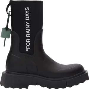 Boots Off-White Wmns Sponge Rubber Rain Boot For Rainy Days - Black, black