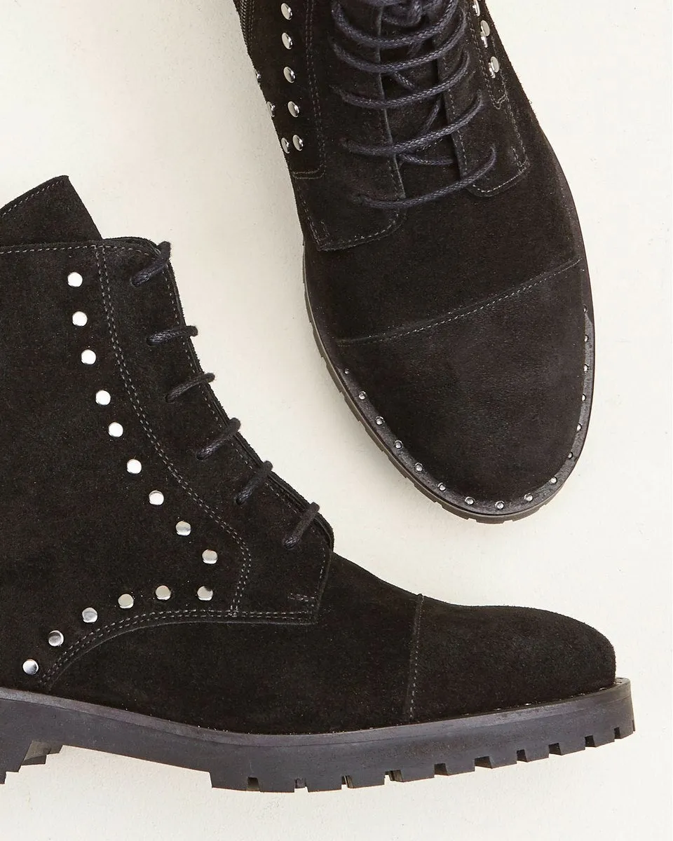 Bottines En Croûte De Cuir Vanesa - Noir