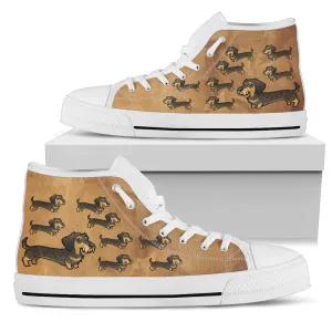 Cartoon Wire Haired Dachshund High Tops - Black