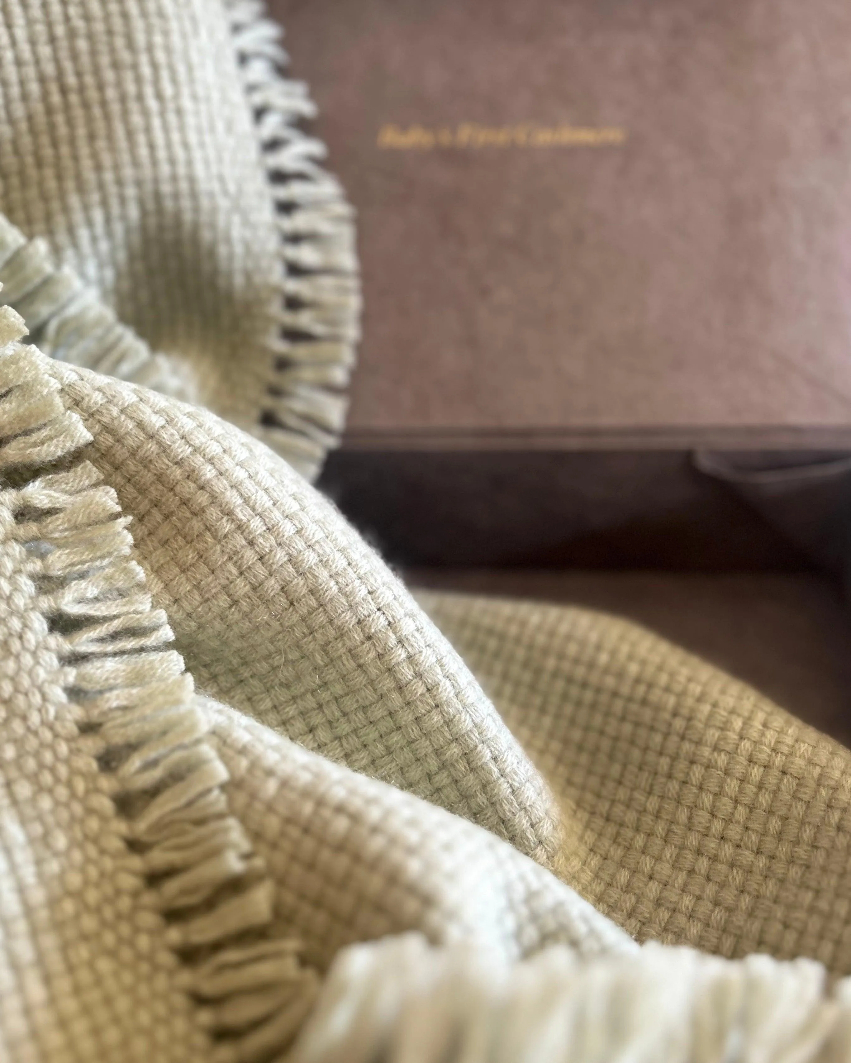 Cashmere Baby Blanket Hand-Woven   Mint green