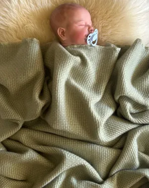 Cashmere Baby Blanket Hand-Woven   Mint green