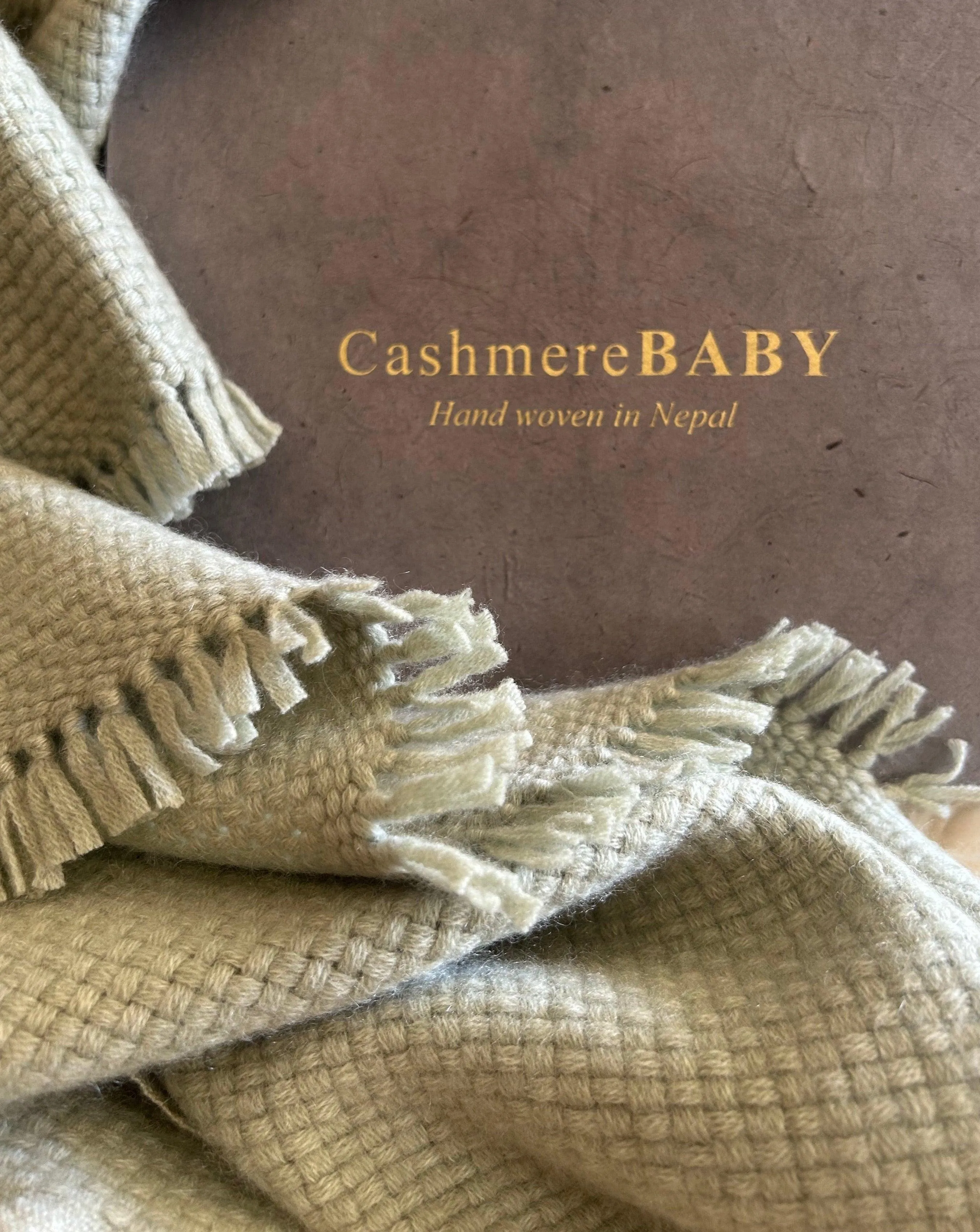 Cashmere Baby Blanket Hand-Woven   Mint green