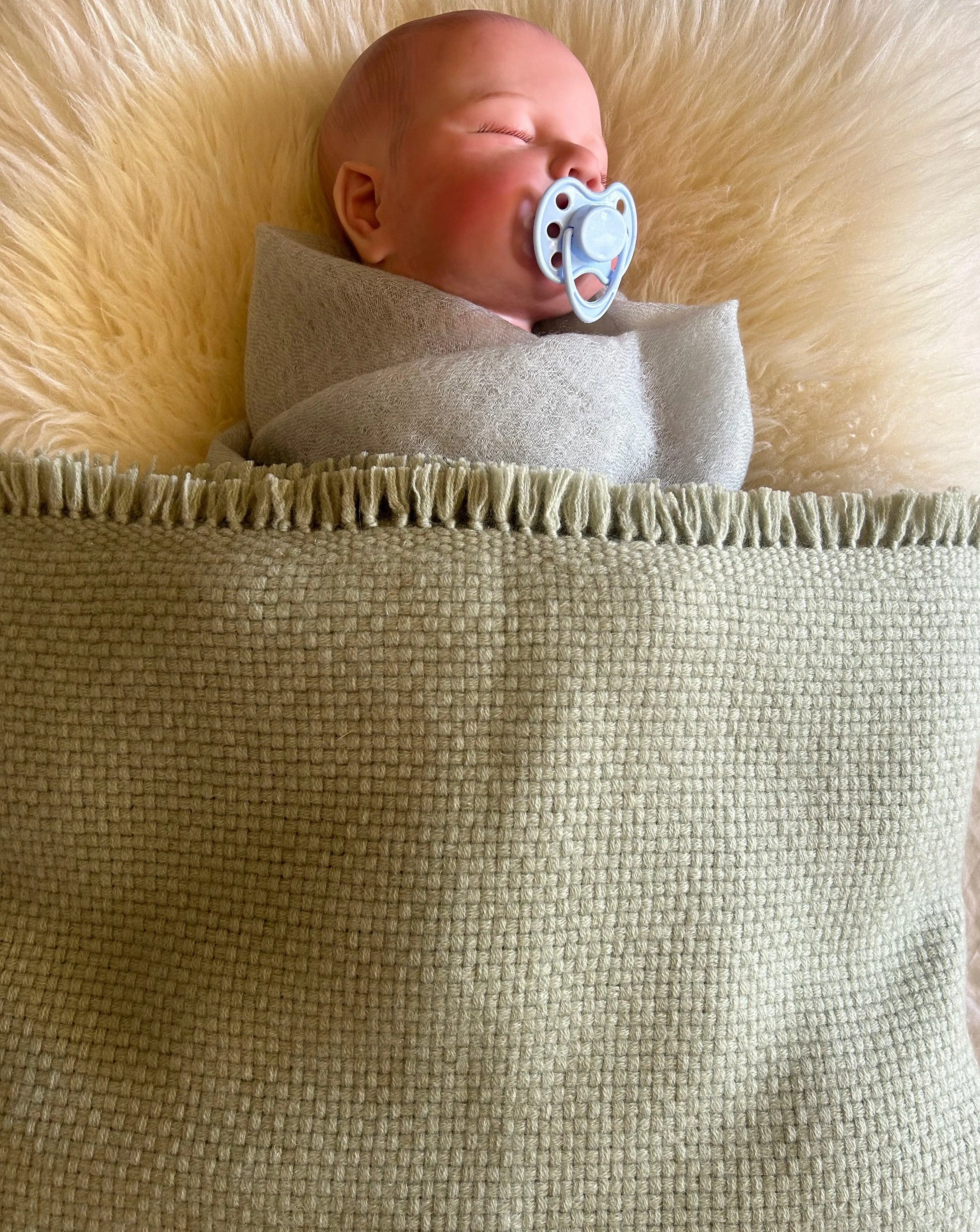 Cashmere Baby Blanket Hand-Woven   Mint green