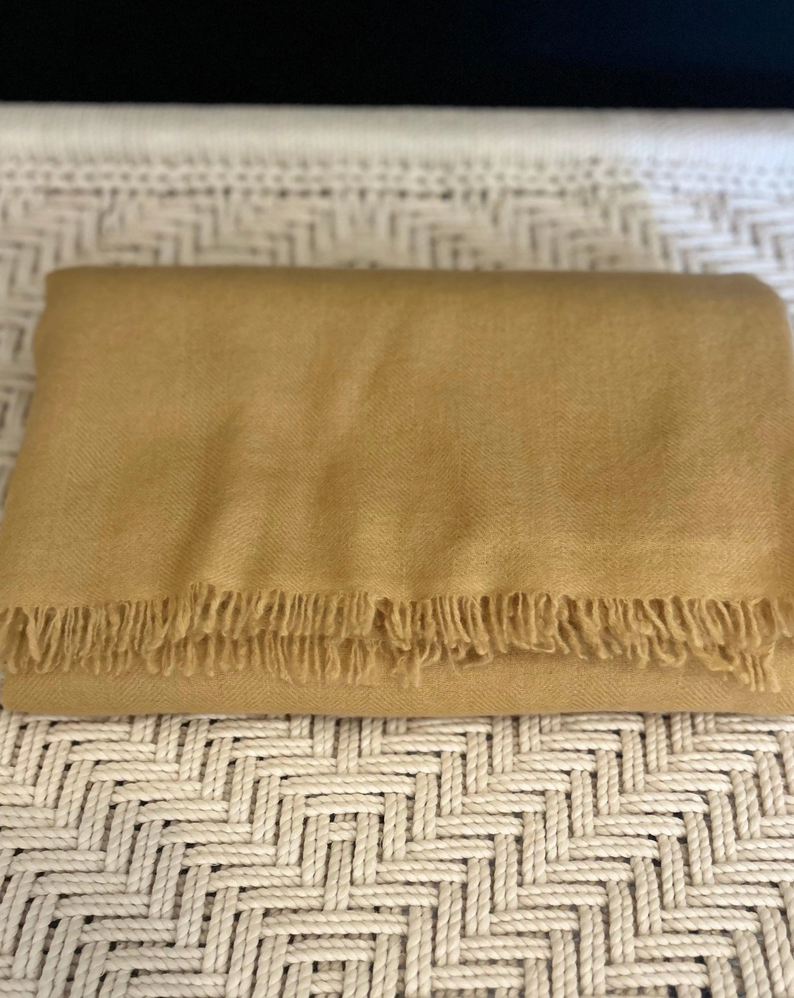 Cashmere Blanket Hand-Woven Mustard