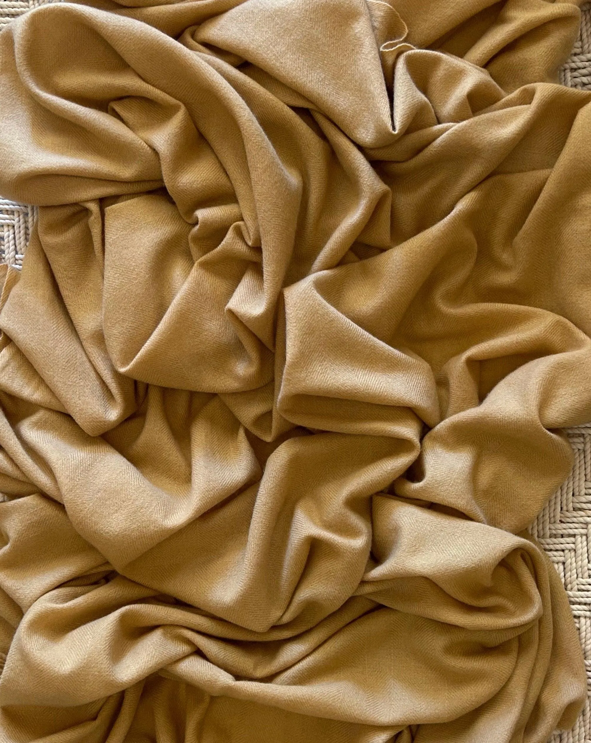 Cashmere Blanket Hand-Woven Mustard
