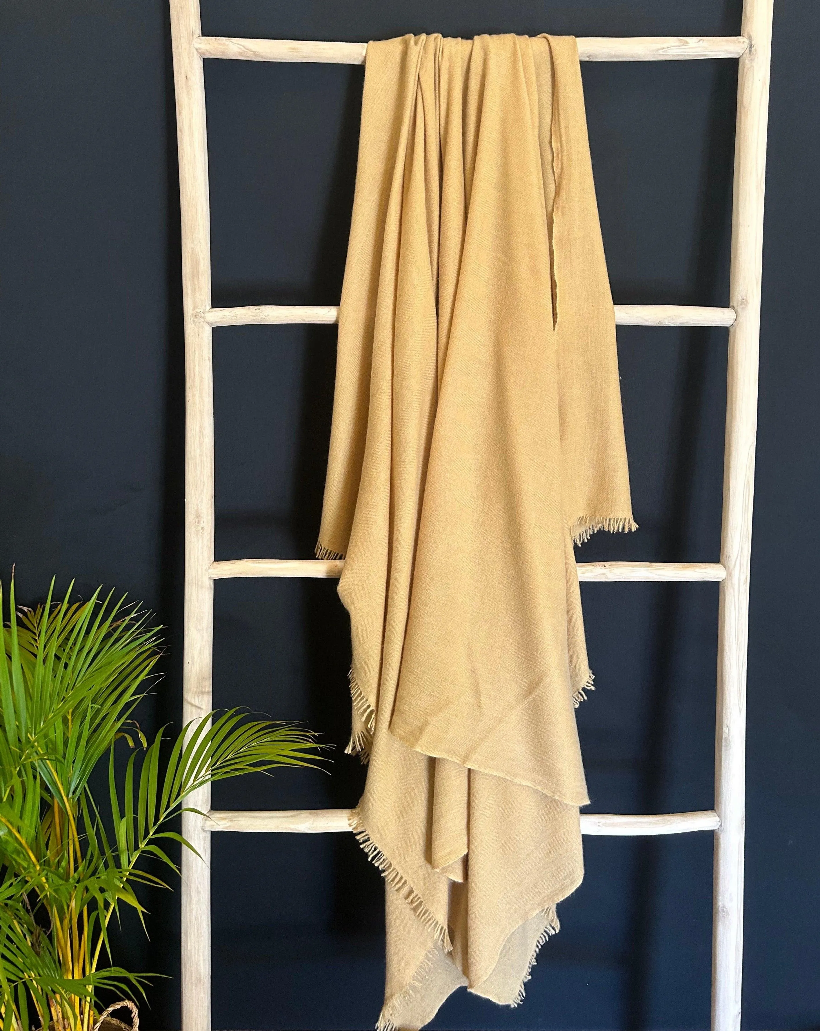 Cashmere Blanket Hand-Woven Mustard