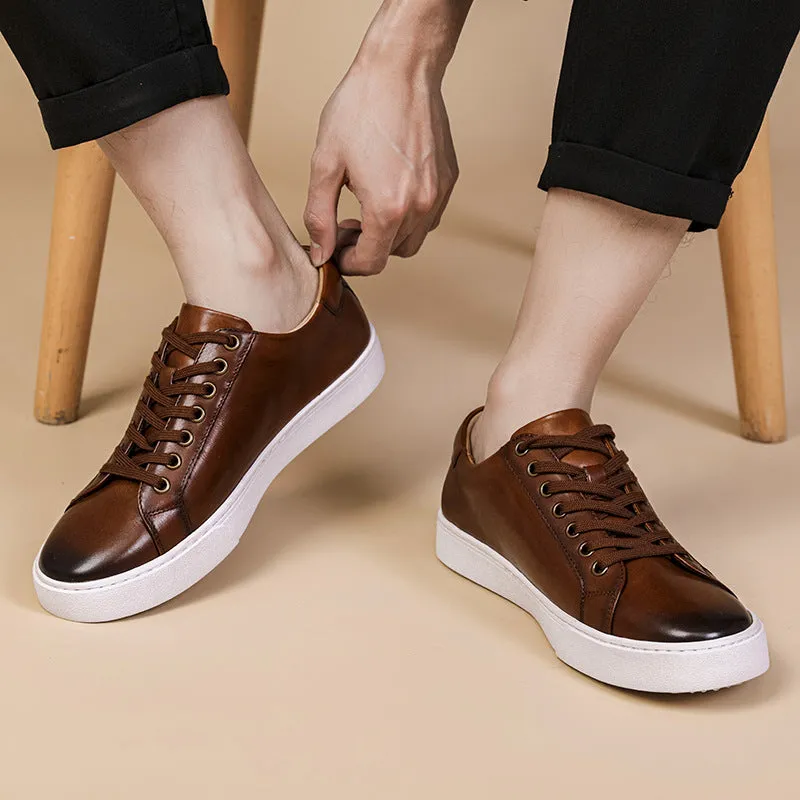 Casual Leather Lace Up Sneakers