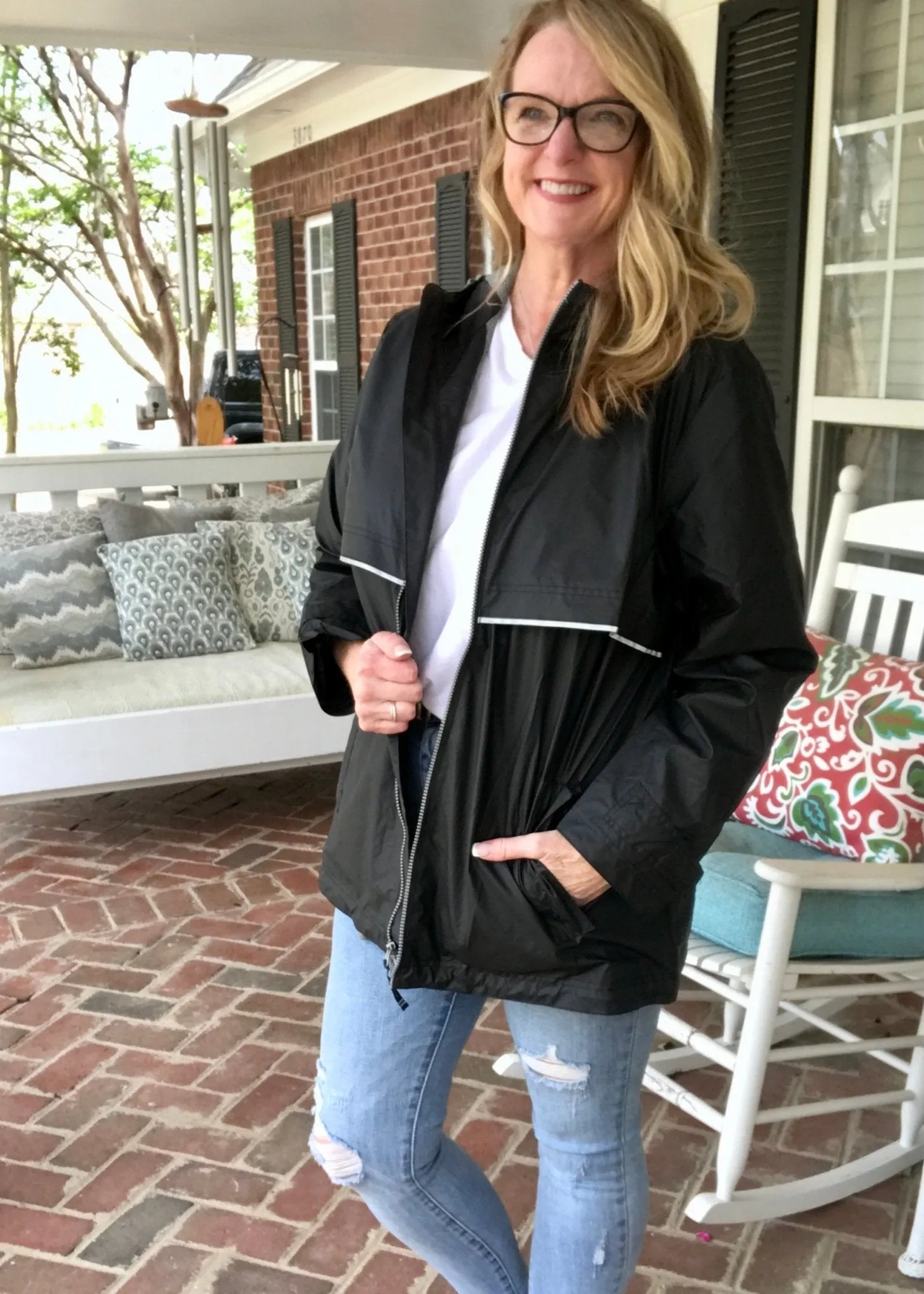 Charles River | New Englander Rain Jacket | Black | Olive Branch | MS