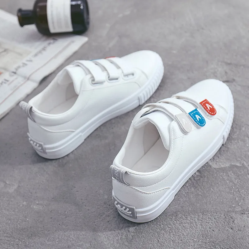 Comfortable Women's And Velcro Flat White Canvas Shoes