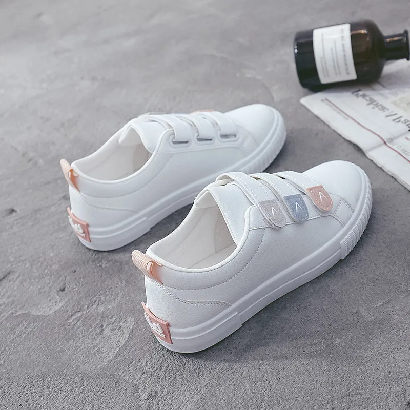 Comfortable Women's And Velcro Flat White Canvas Shoes