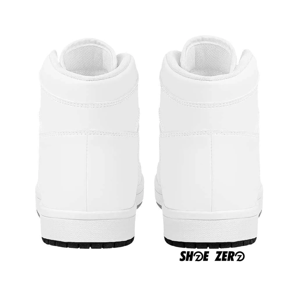 Customizable High-Top Synthetic Leather Sneakers (White)