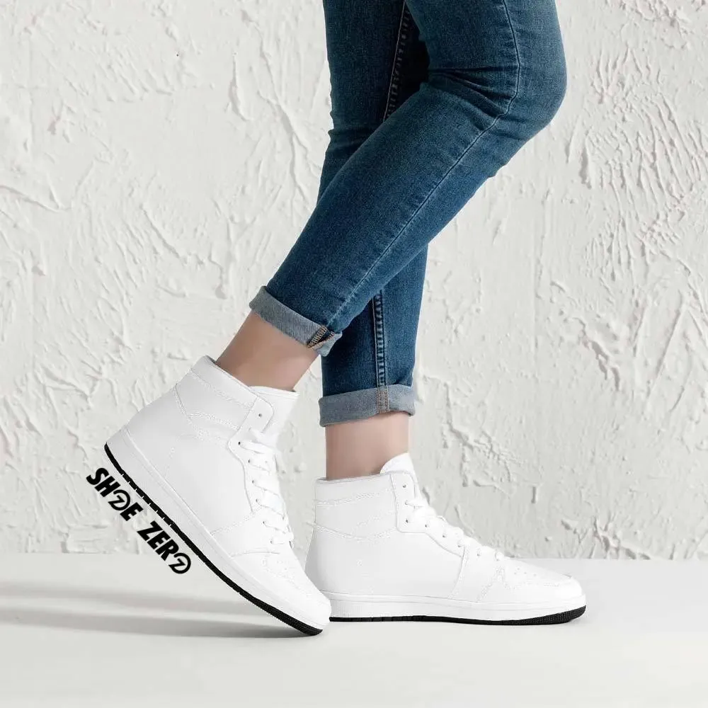 Customizable High-Top Synthetic Leather Sneakers (White)