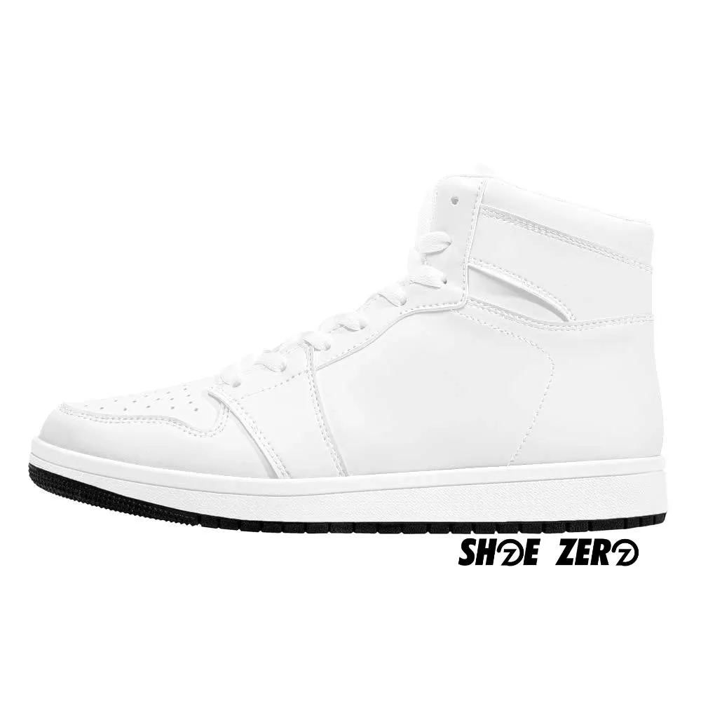 Customizable High-Top Synthetic Leather Sneakers (White)