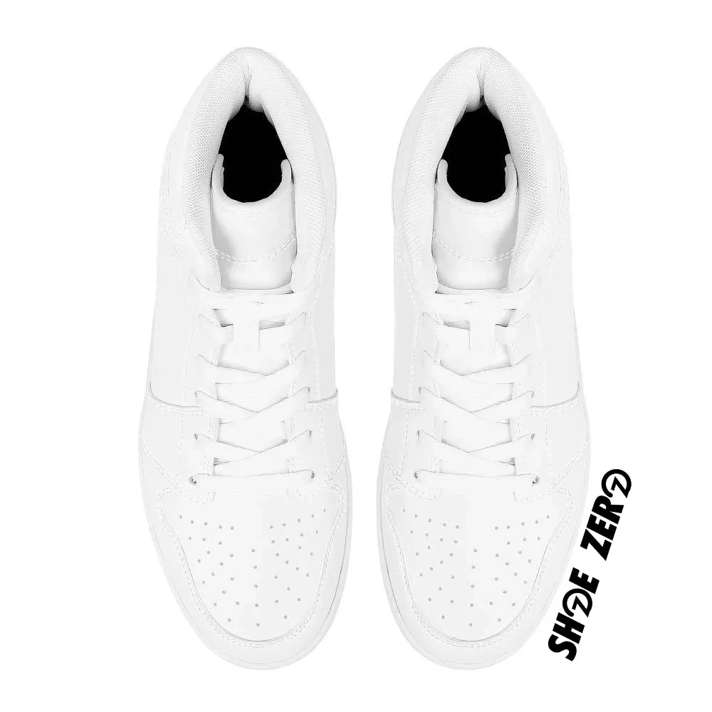 Customizable High-Top Synthetic Leather Sneakers (White)