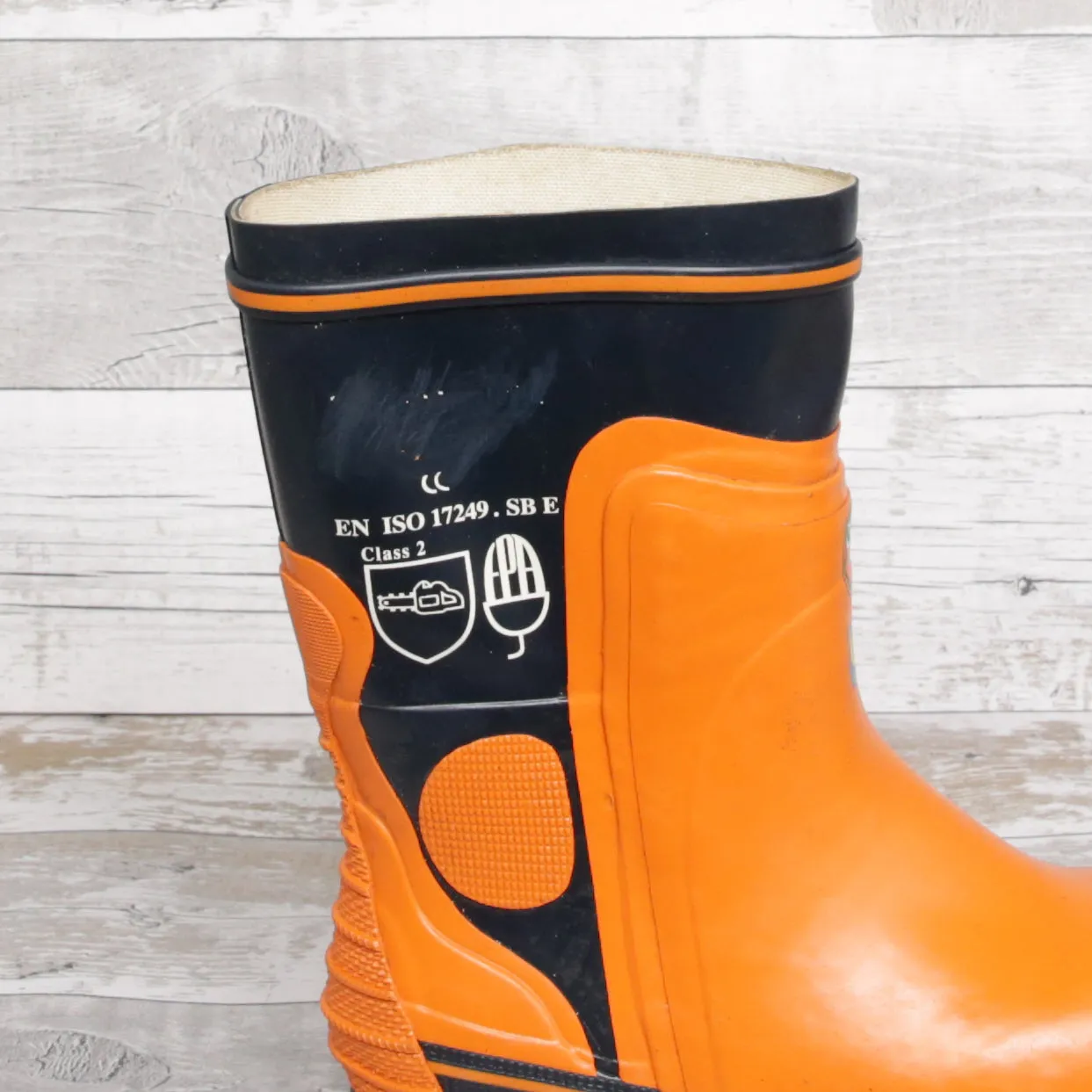 De-Branded Steel Toe Cap Chainsaw Class 2 Wellington Boots UK6.5