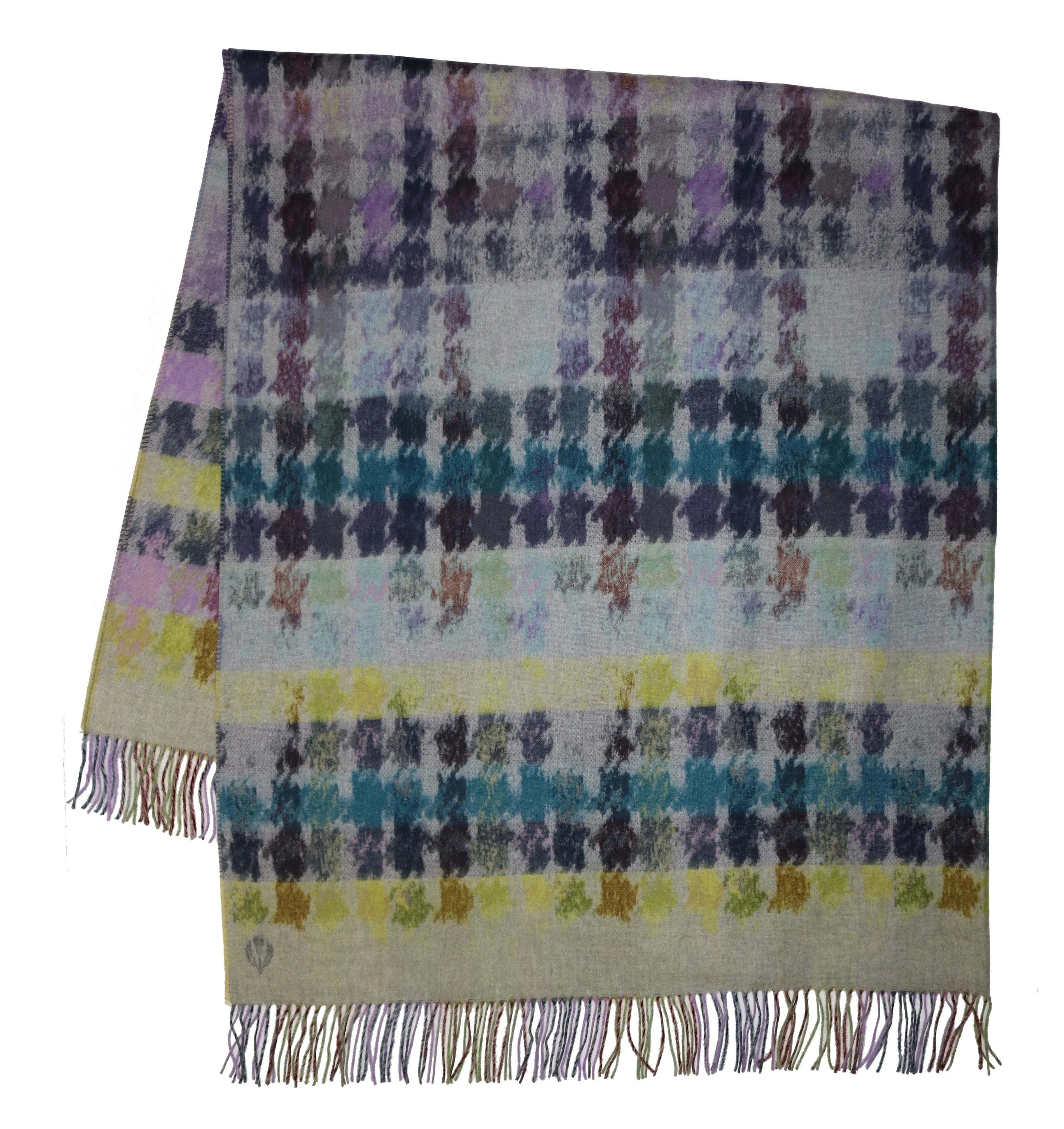 Distressed Houndstooth Woven Cashmink Throw
