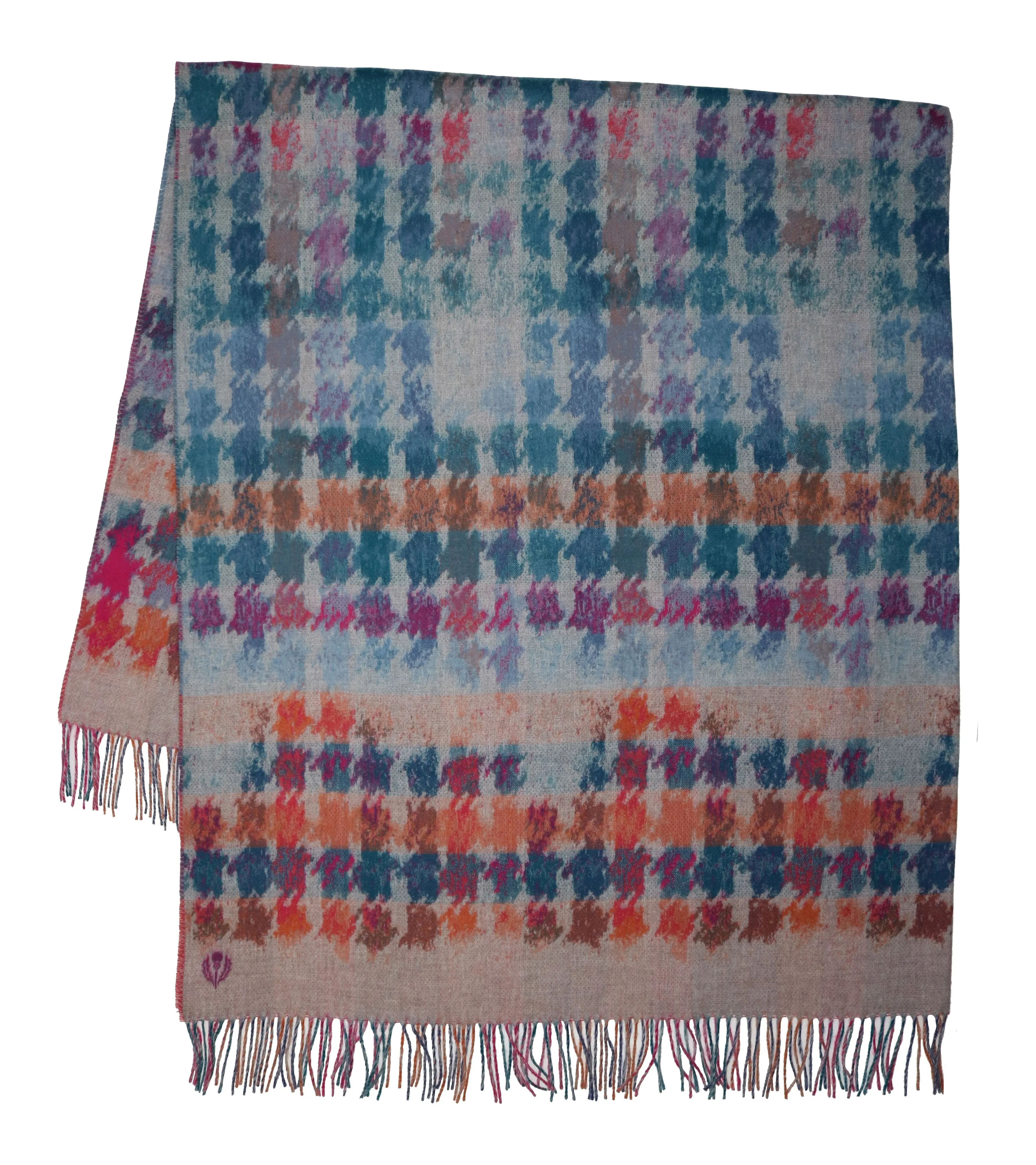 Distressed Houndstooth Woven Cashmink Throw
