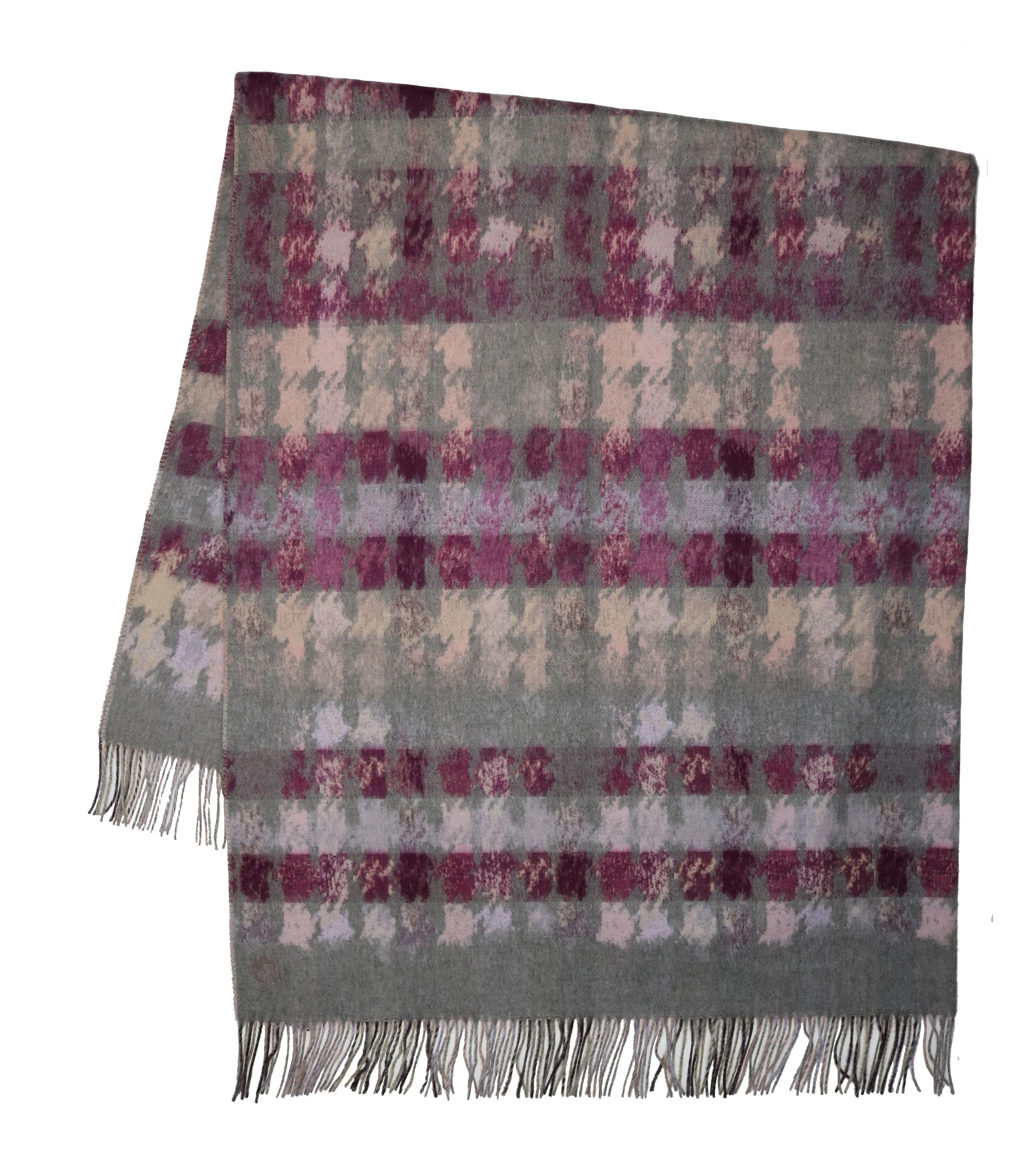 Distressed Houndstooth Woven Cashmink Throw