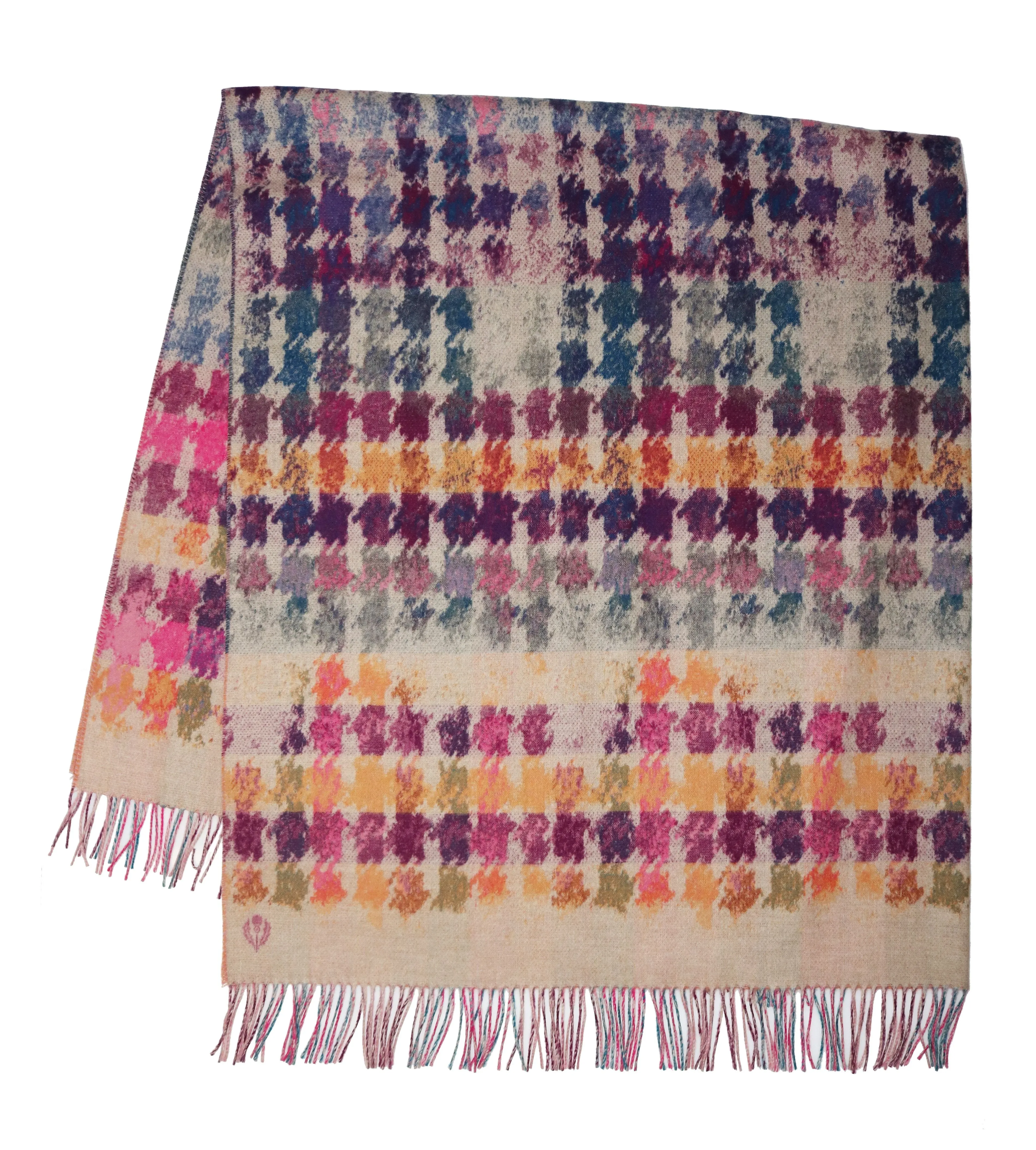 Distressed Houndstooth Woven Cashmink Throw