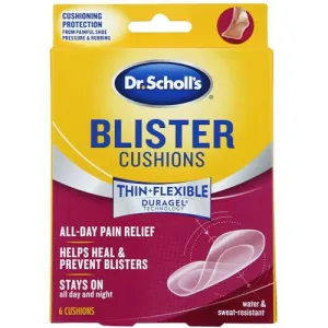 Dr. Scholl's BLISTER CUSHION with Duragel Technology, 6ct. Heal and Prevent Blisters with Cushioning that is Water and Sweat-Resistant, Thin, Flexible and Nearly Invisible