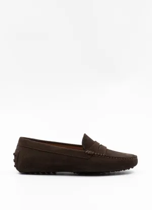 Driving shoe in espresso suede