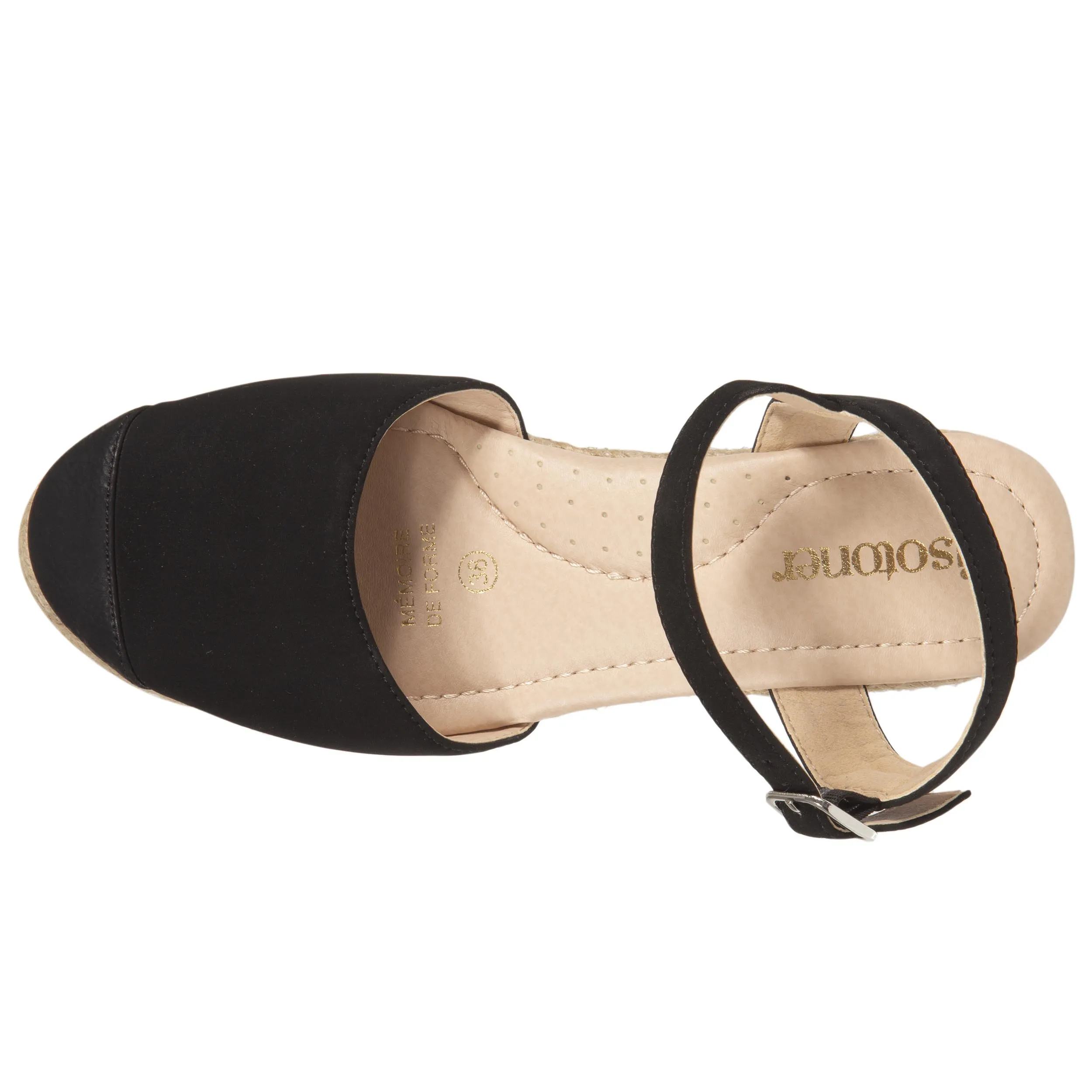 Espadrilles fermées Femme talon corde Noir