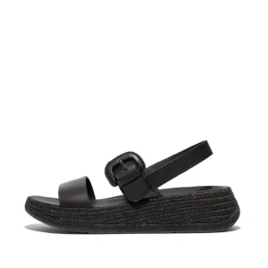 F-MODE Espadrille Buckle Leather Flatform Sandals
