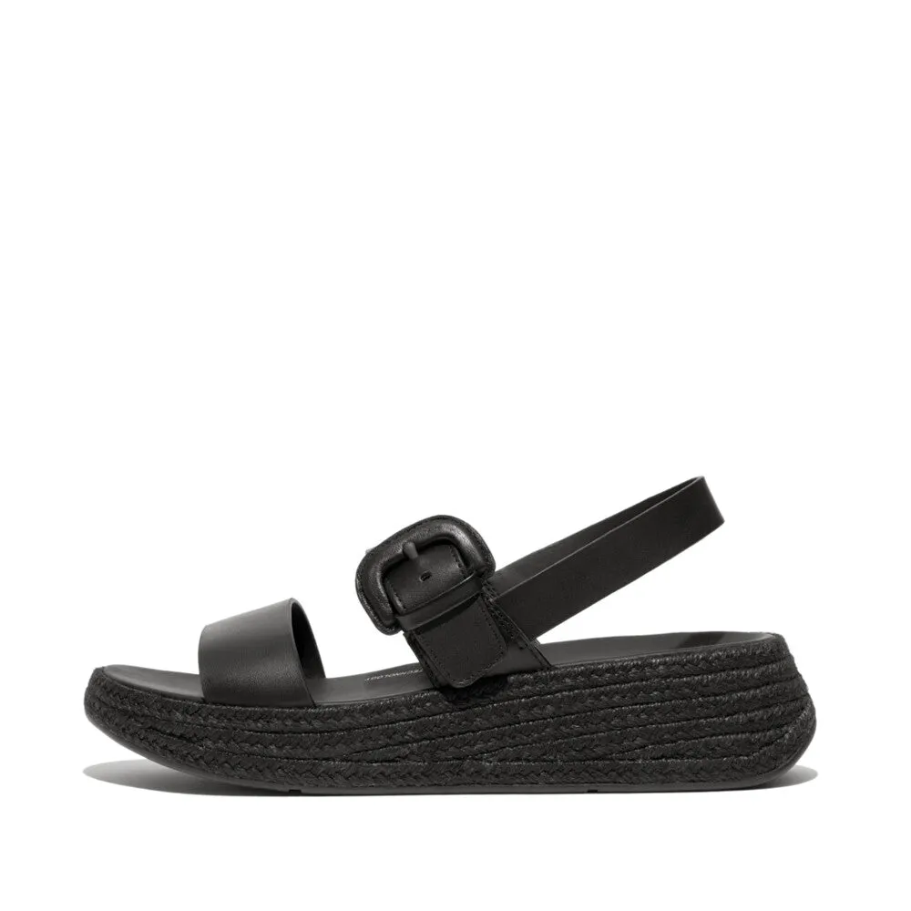 F-MODE Espadrille Buckle Leather Flatform Sandals