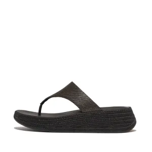 F-MODE Espadrille Glitz-Canvas Flatform Toe-Posts