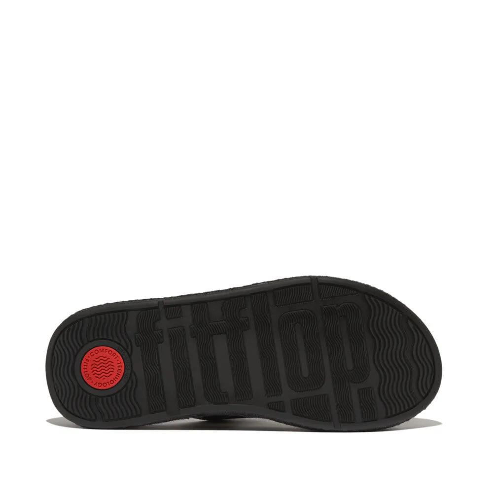 F-MODE Espadrille Glitz-Canvas Flatform Toe-Posts