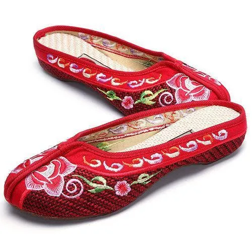 Floral Print Chinese Embroidered Vintage Flat Shoes