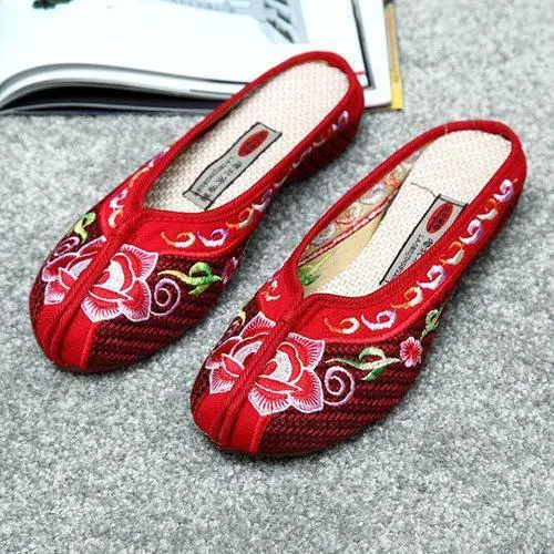 Floral Print Chinese Embroidered Vintage Flat Shoes