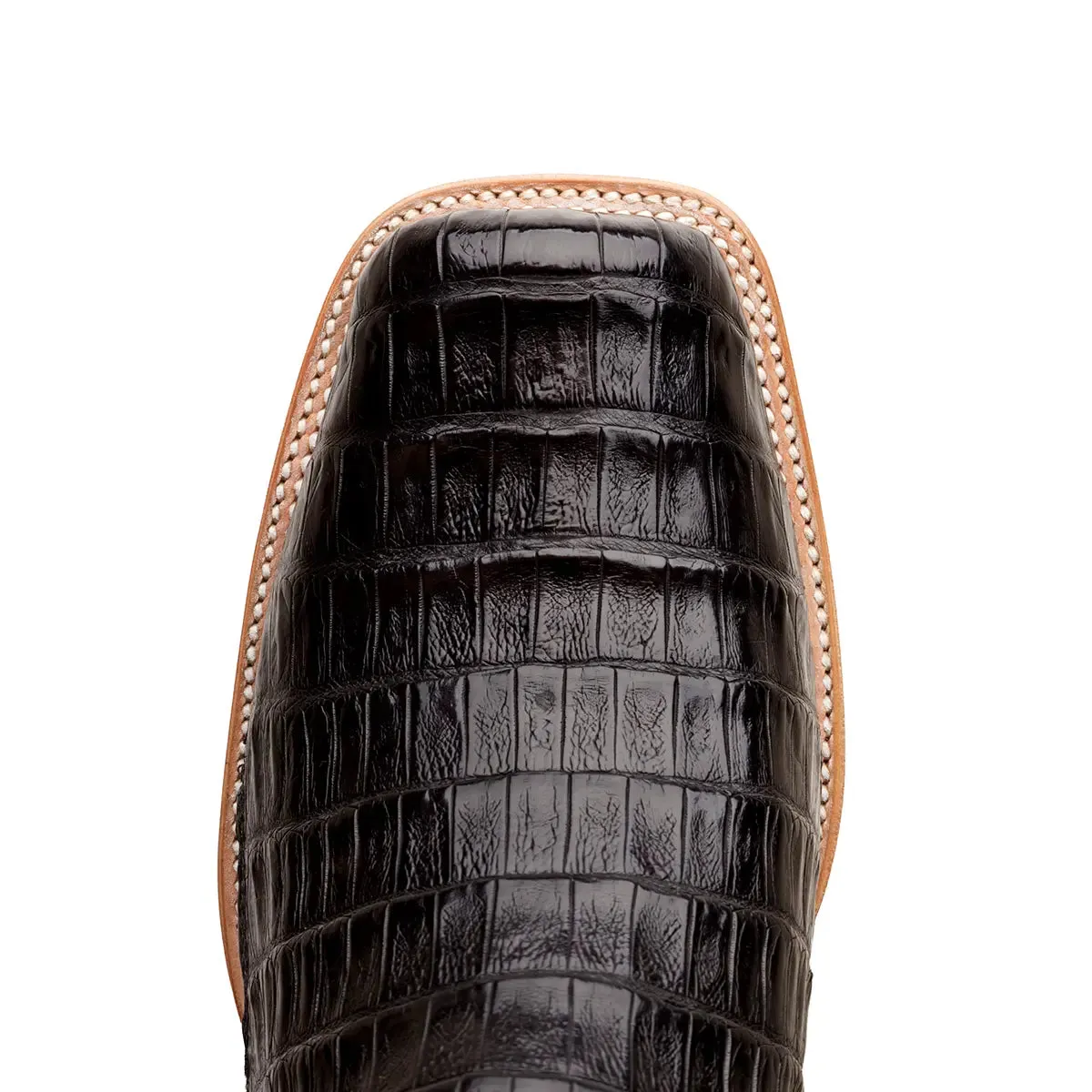 Garner Caiman Tail Belly Cut Stockman Square Toe Boot - Black