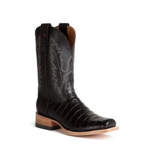 Garner Caiman Tail Belly Cut Stockman Square Toe Boot - Black