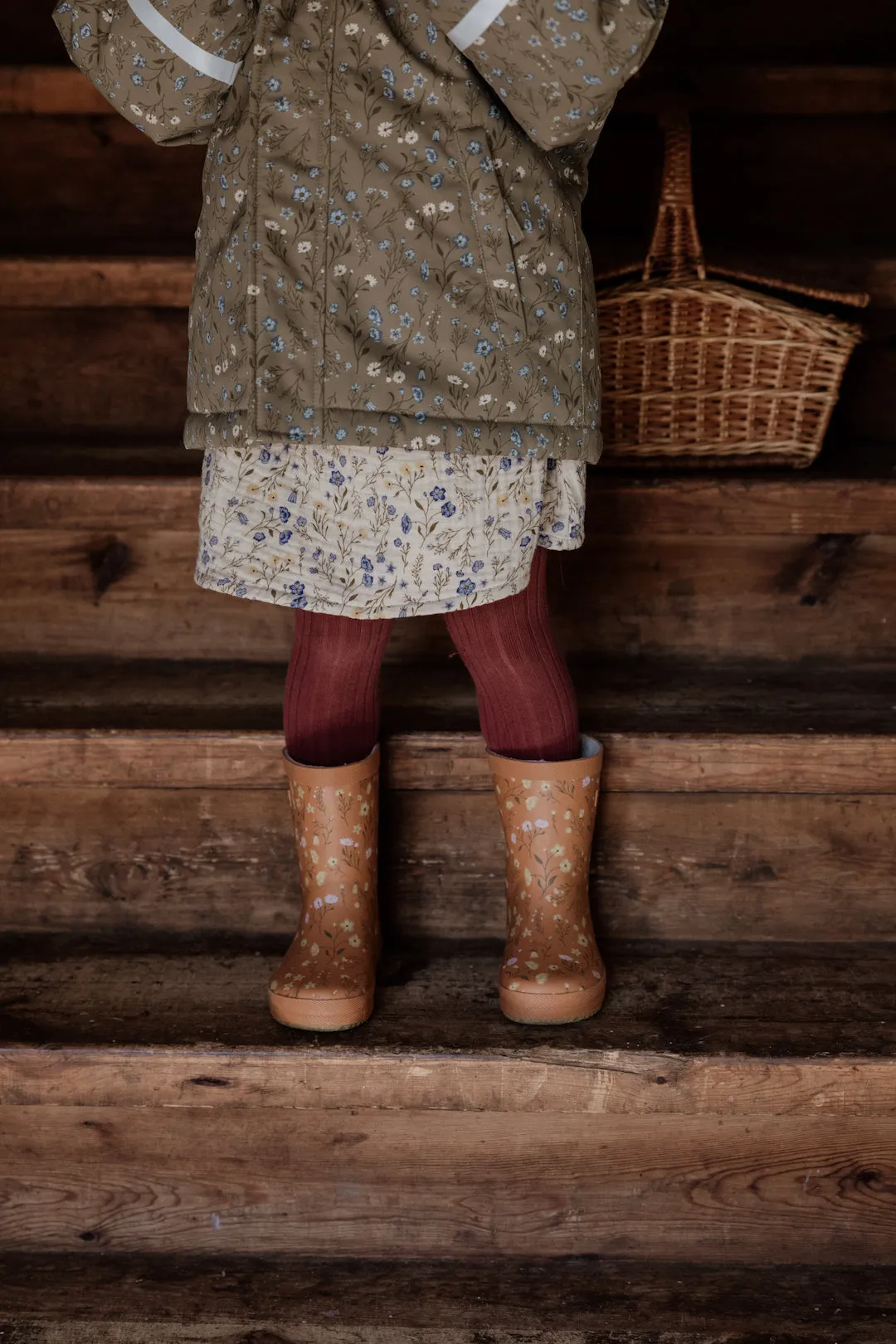 Gefütterte Regenstiefel "Lined Rain Boots Flora Brick", 34 & 35
