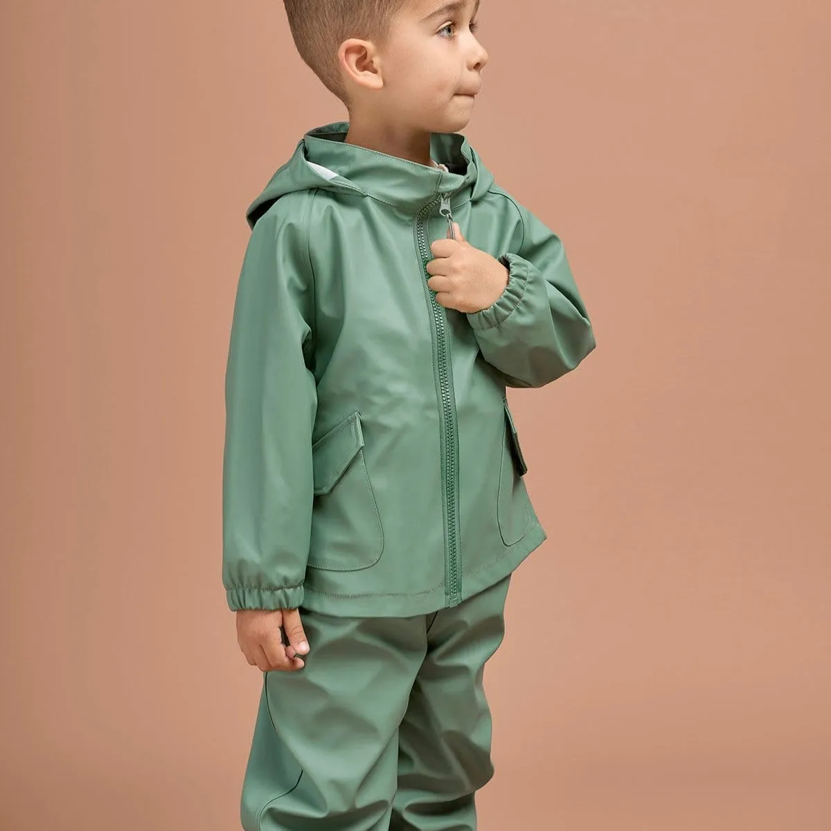 Grass & Air Kids Waterproof Rain Jacket (Khaki)