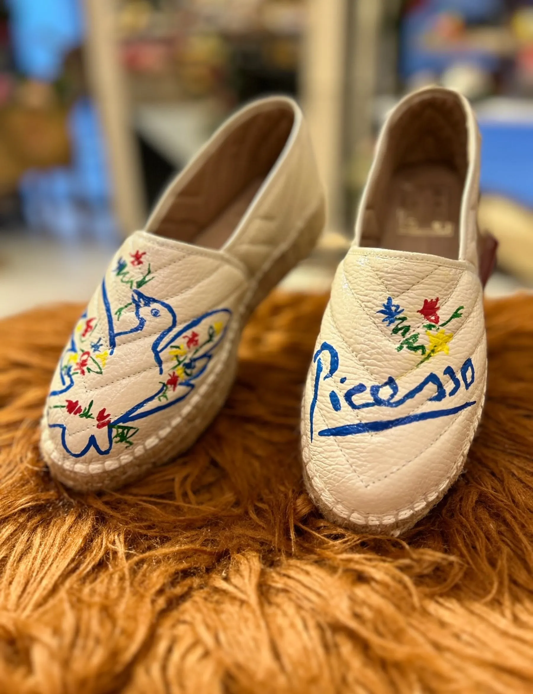 Handpainted Espadrilles Leather Picasso Dove