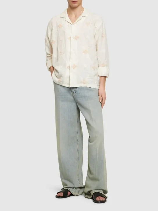 Harago   Embroidered linen shirt 