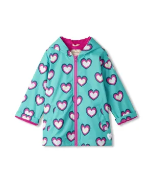Hatley Girls Hearts Colour Changing Zip-Up Rain Jacket