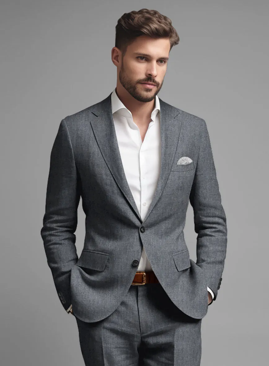 Italian Khyber Gray Blue Linen Jacket